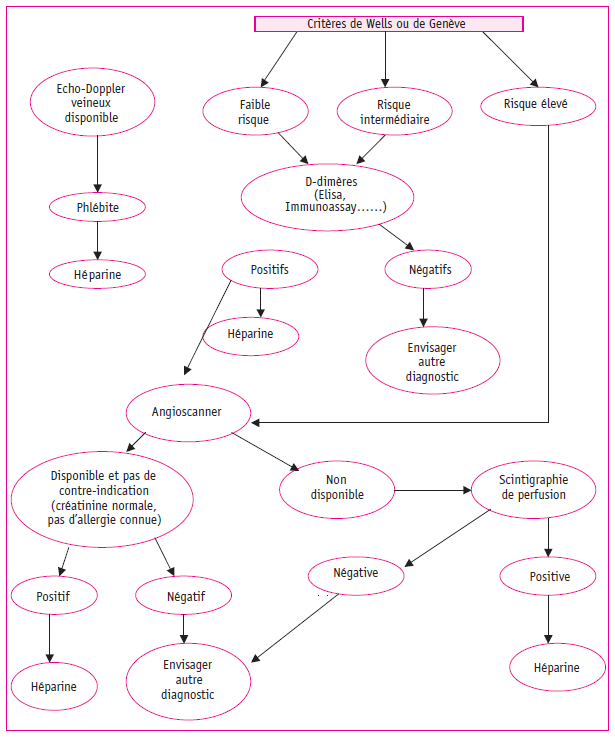 Figure 1. Algorithme décisionnel chez un patient suspect d’embolie pulmonaire